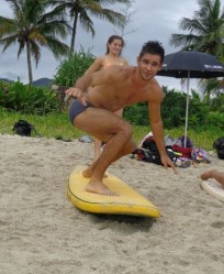 primeiro treino na areia, para enfrentar o mar de São Sebastião