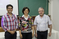 professora Rosane Schwan com os professores visitantes Cledir Santos e Nelson Lima
