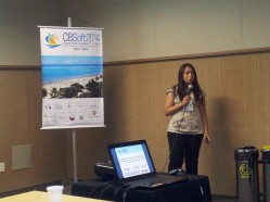 A estudante Mariana Santos durante sua apresentação no CBSoft