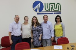 Reitor e pró-reitores da UFLA se reúnem com a diretora da Esaf/MG, Anna Carla Chrispim