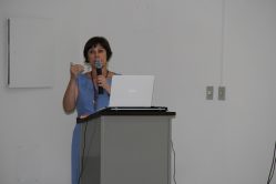 A coordenadora da área de Ciência dos Alimentos na Capes, Maria Ângela de Almeida Meirelles, durante sua palestra