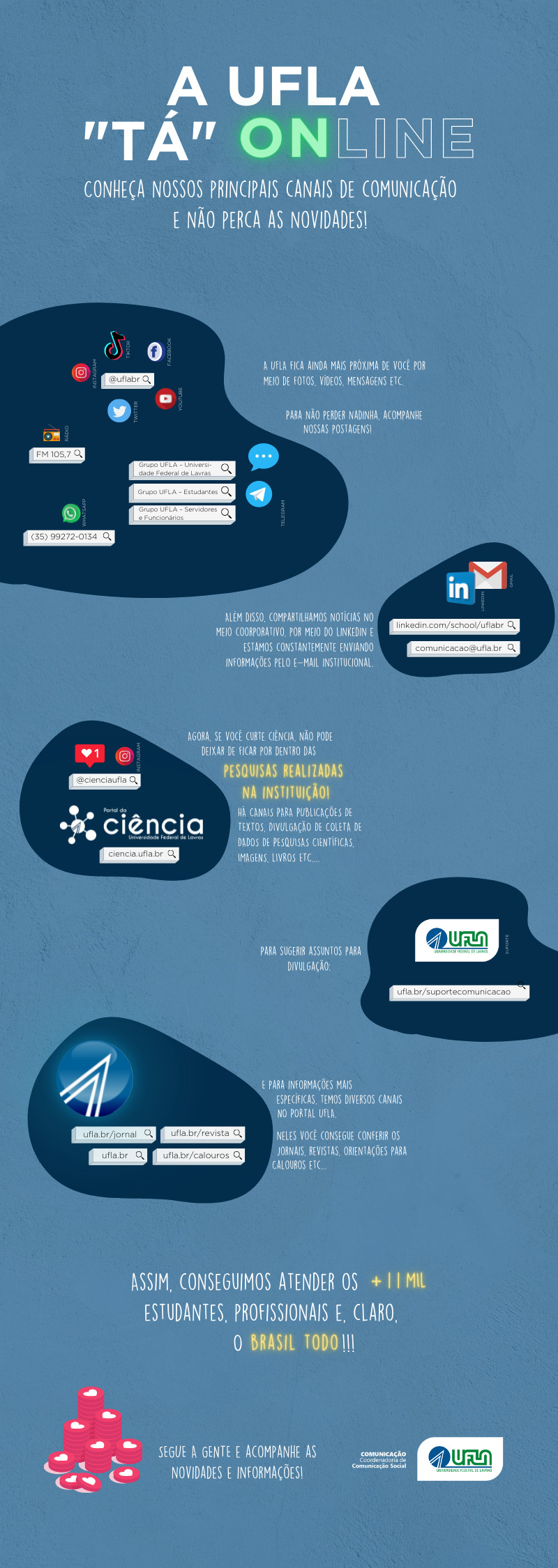 Imagem demonstrando as mídias sociais da Ufla